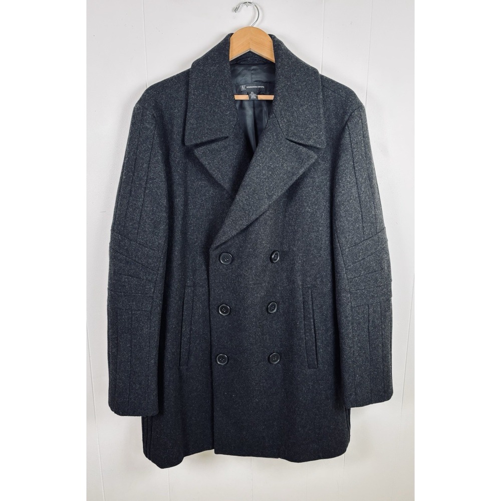 INC International Concepts Womens XL Charcoal Gray Double Breasted Peacoat Lined